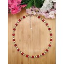 Red Bamboo Coral, Freshwater Pearls and Peridot Necklace